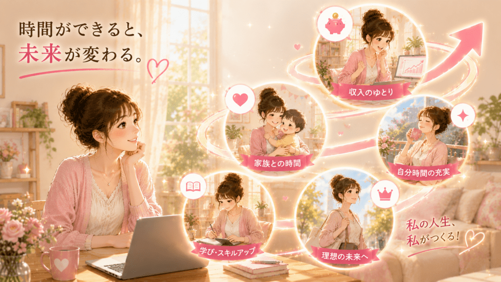 自分らしい生き方を選んだ母親と子どものイラスト