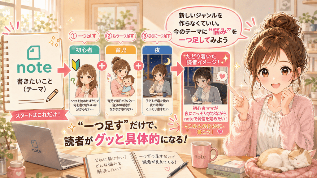 大きなテーマに条件を一つ足して読者を具体化する方法