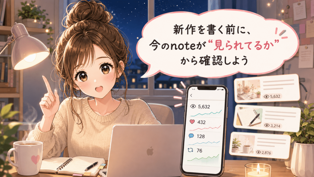新しいnoteを書く前に、既存noteが売れない原因を確認するイメージ