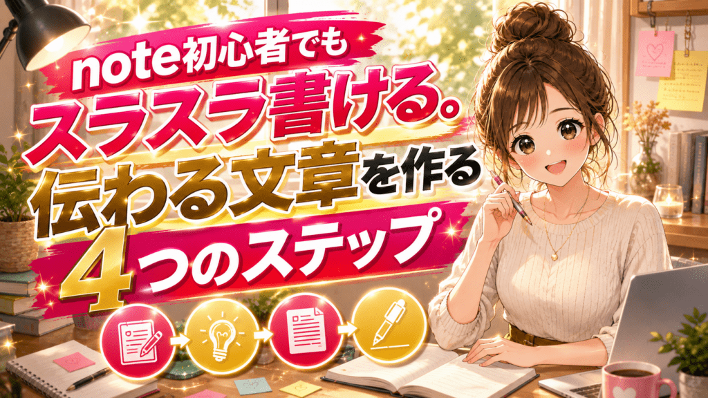 note初心者向け、伝わる文章を作る4つのステップ（PREP法）のアイキャッチ画像