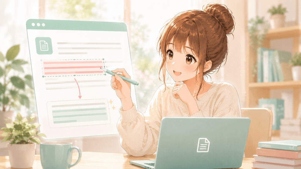 記事の内容を新しい下書きへコピーする操作をイメージしたイラスト