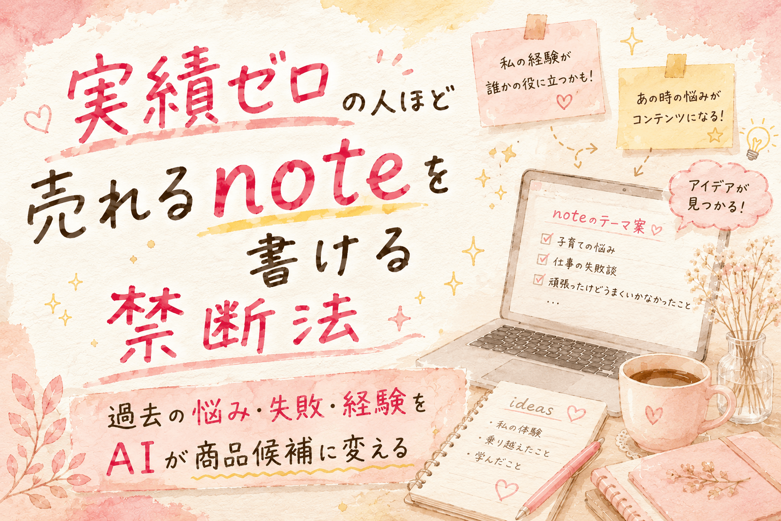 実績ゼロの人でも売れるnoteを書ける方法を紹介するアイキャッチ画像