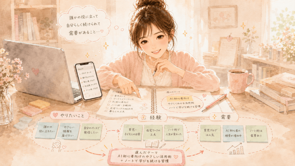 STEP1 収益につながるテーマを選ぶイメージ