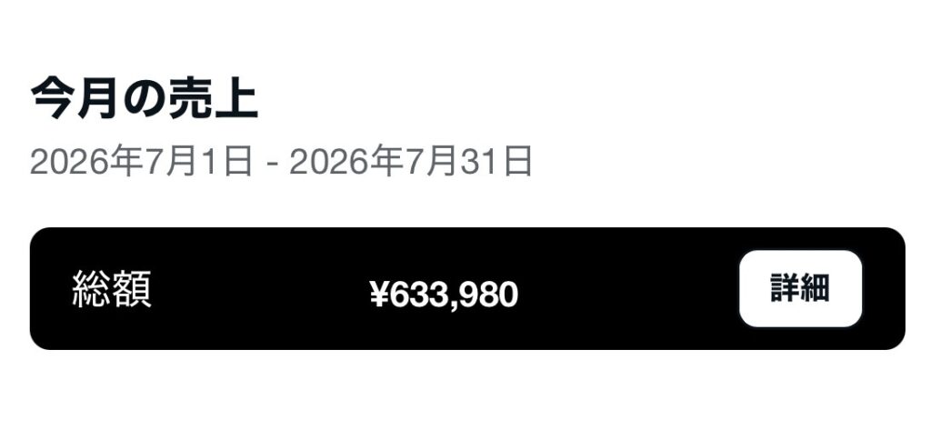 noteアカウントの売上63万3980円の実績