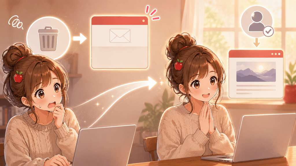 購入メールを削除してしまっても有料note記事を読み直す方法があることを示すイラスト