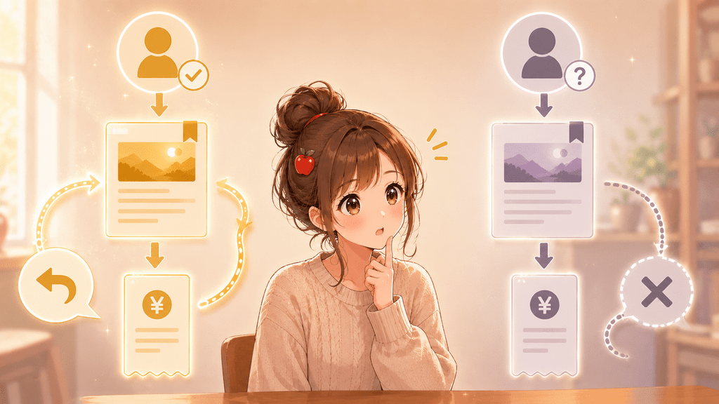 「返金可」に設定した記事でもゲスト購入は返金対象外であることを示すイラスト