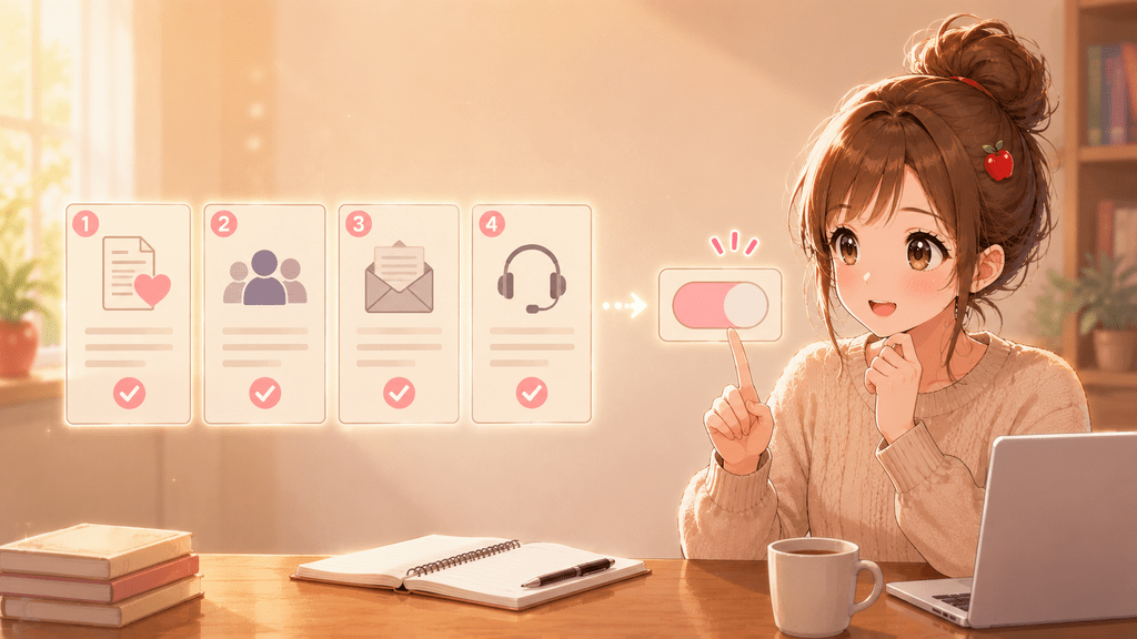 ゲスト購入を許可する前に確認すべき4つのチェックポイントを示すイラスト