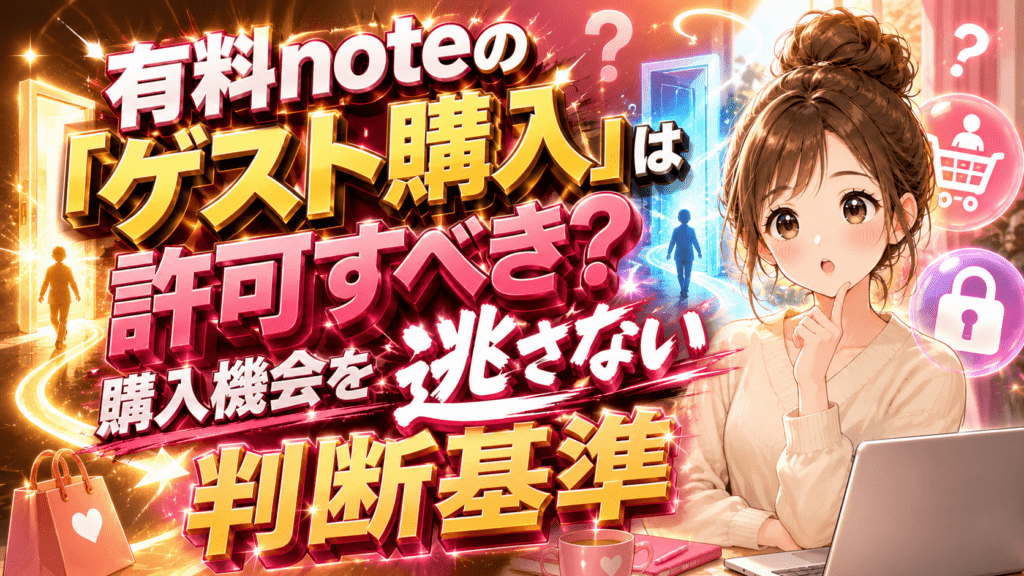 有料noteの「ゲスト購入」は許可すべき？購入機会を逃さない判断基準について解説する記事のアイキャッチ画像