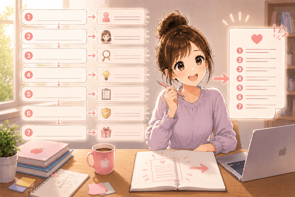 7つの欄を埋めて有料noteの販売文の骨組みを作る