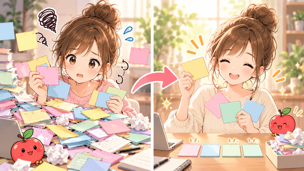 タイトルに入れる情報を選び整理する様子